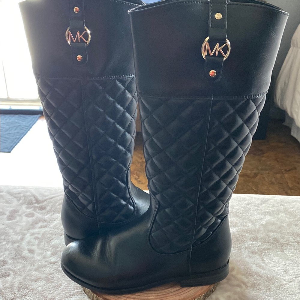 Michael Kors Black Quilted Knee-High Boots